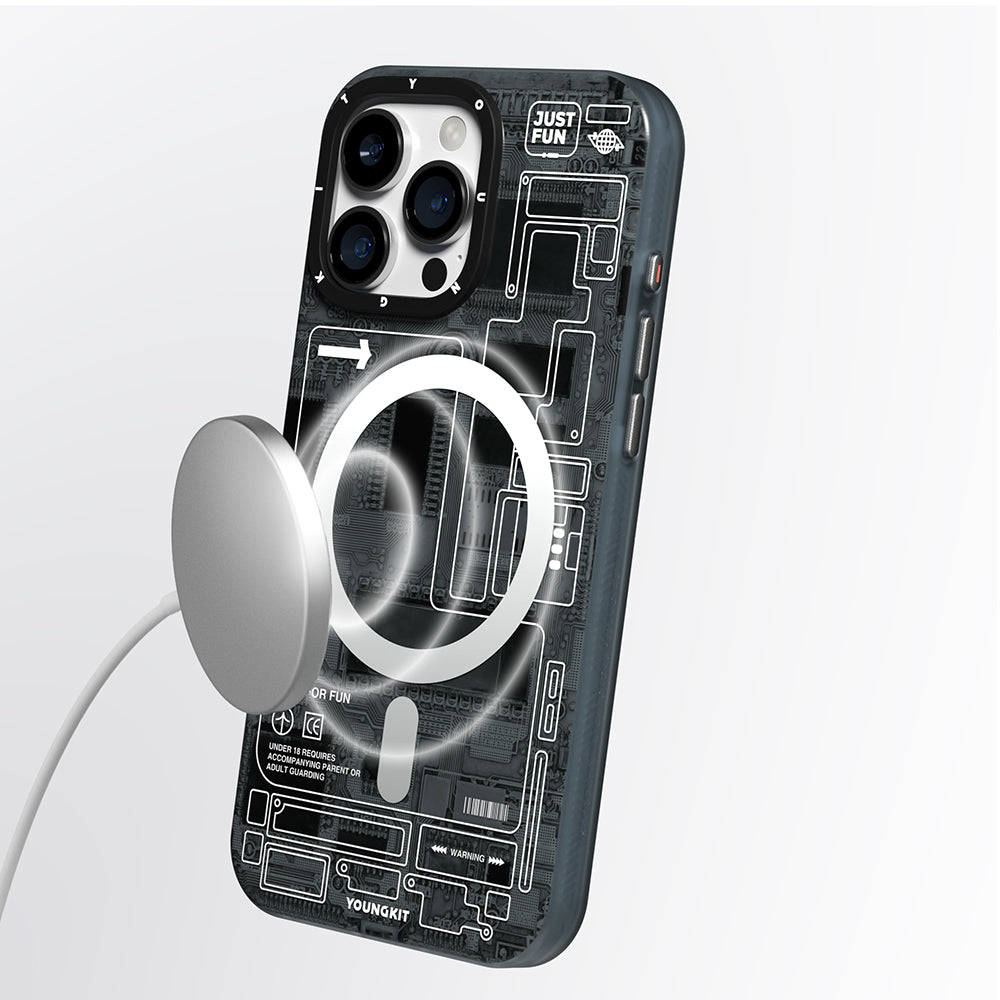 Youngkit Technology Serisi iPhone 16 Pro Kamera Denetim Butonlu M-safe Kılıf Youngkit Technology Serisi iPhone 16 Pro Kamera Denetim Butonlu M-safe Kılıf